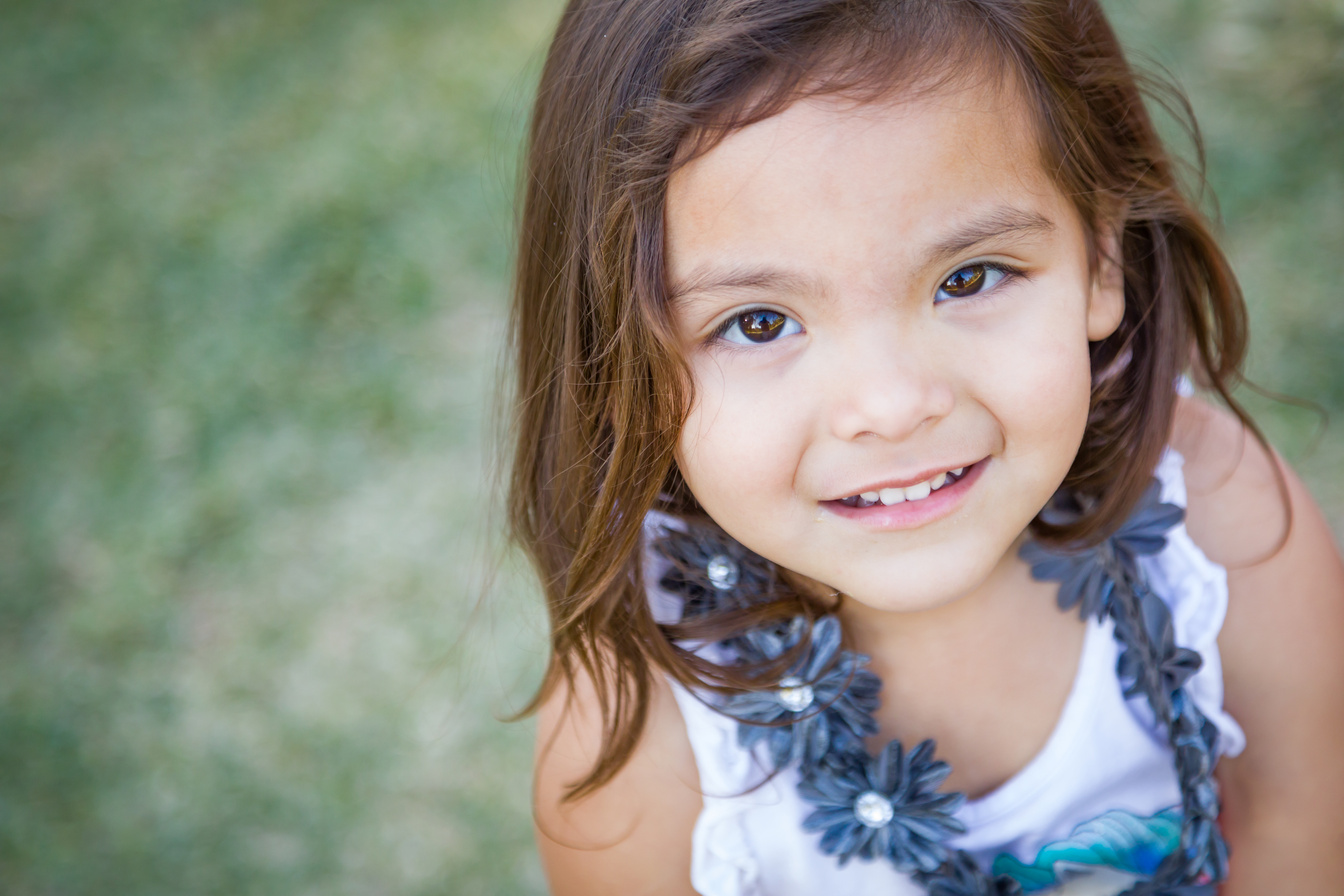 Cute Young Mixed Race Baby Girl Portrait Outdoors